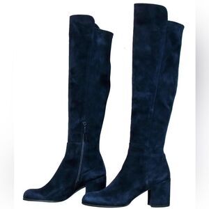 Stuart Weitzman “ALLJACK” Over the Knee Navy Suede Boot, Size 7.5